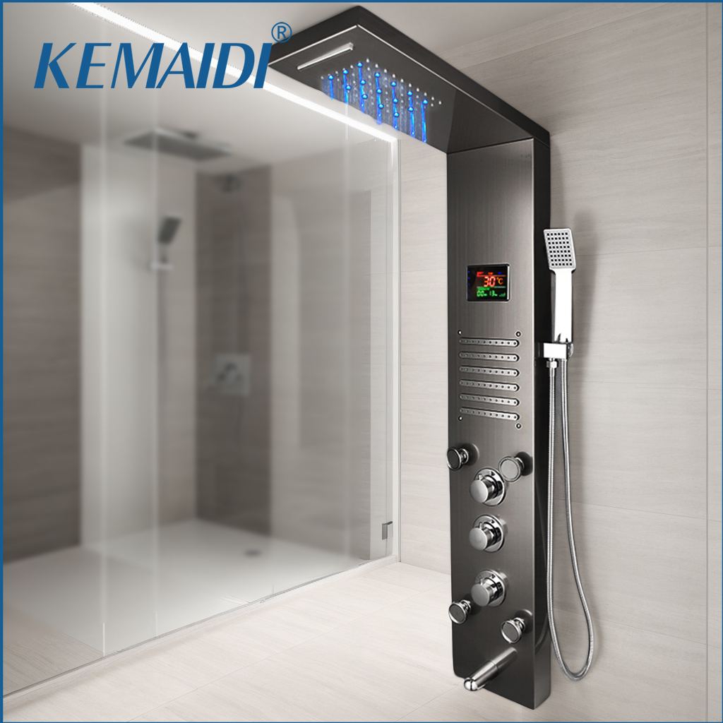 Rain Gauge Digital - KEMAIDI Siyah LED Duş Paneli Seti
